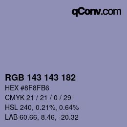 Color code: RGB 143 143 182 | qconv.com