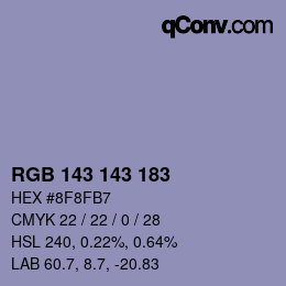 颜色代码: RGB 143 143 183 | qconv.com