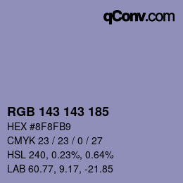 颜色代码: RGB 143 143 185 | qconv.com
