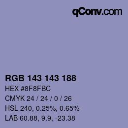 Farbcode: RGB 143 143 188 | qconv.com