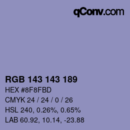 カラーコード: RGB 143 143 189 | qconv.com