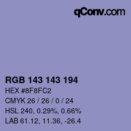 颜色代码: RGB 143 143 194 | qconv.com
