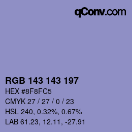 カラーコード: RGB 143 143 197 | qconv.com