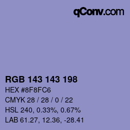 カラーコード: RGB 143 143 198 | qconv.com