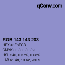 Farbcode: RGB 143 143 203 | qconv.com