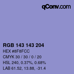 Color code: RGB 143 143 204 | qconv.com