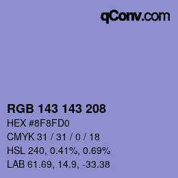 颜色代码: RGB 143 143 208 | qconv.com
