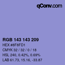 颜色代码: RGB 143 143 209 | qconv.com