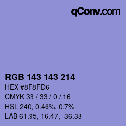 Color code: RGB 143 143 214 | qconv.com