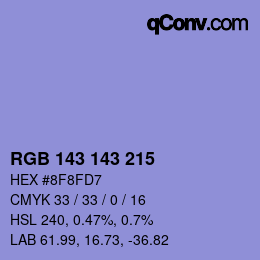 颜色代码: RGB 143 143 215 | qconv.com