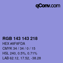 カラーコード: RGB 143 143 218 | qconv.com