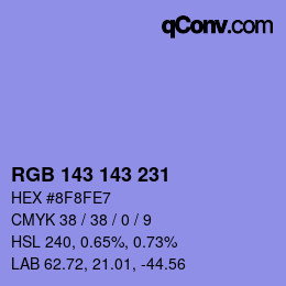 Color code: RGB 143 143 231 | qconv.com