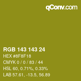 カラーコード: RGB 143 143 24 | qconv.com