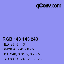 カラーコード: RGB 143 143 243 | qconv.com