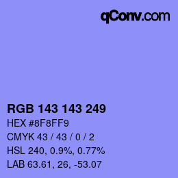 Color code: RGB 143 143 249 | qconv.com