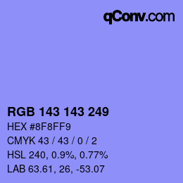 カラーコード: RGB 143 143 249 | qconv.com