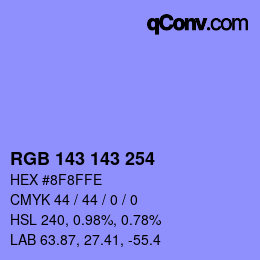 Color code: RGB 143 143 254 | qconv.com