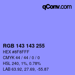 Color code: RGB 143 143 255 | qconv.com