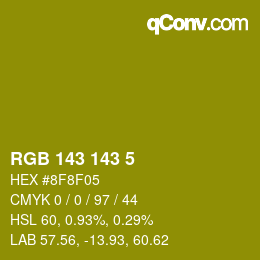 カラーコード: RGB 143 143 5 | qconv.com