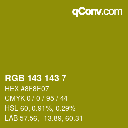 カラーコード: RGB 143 143 7 | qconv.com