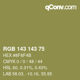 Color code: RGB 143 143 75 | qconv.com