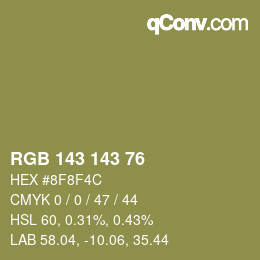 Color code: RGB 143 143 76 | qconv.com