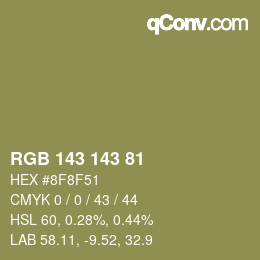 カラーコード: RGB 143 143 81 | qconv.com
