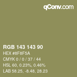 Color code: RGB 143 143 90 | qconv.com