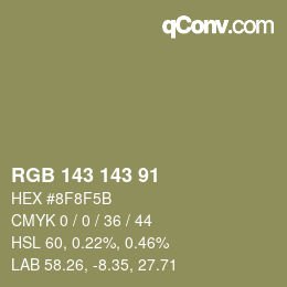 Color code: RGB 143 143 91 | qconv.com