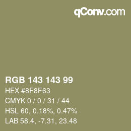 Color code: RGB 143 143 99 | qconv.com
