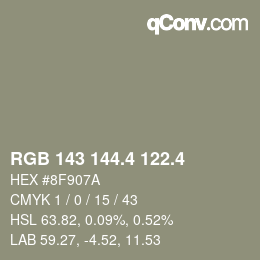 カラーコード: RGB 143 144.4 122.4 | qconv.com