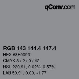 カラーコード: RGB 143 144.4 147.4 | qconv.com