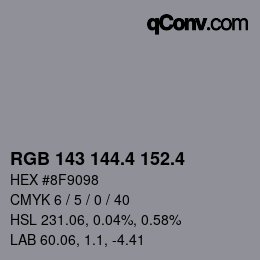 カラーコード: RGB 143 144.4 152.4 | qconv.com