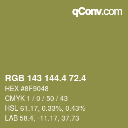 カラーコード: RGB 143 144.4 72.4 | qconv.com