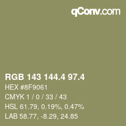 カラーコード: RGB 143 144.4 97.4 | qconv.com
