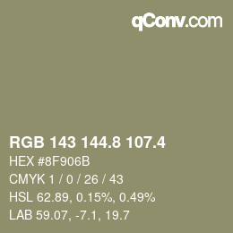 カラーコード: RGB 143 144.8 107.4 | qconv.com