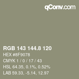 カラーコード: RGB 143 144.8 120 | qconv.com