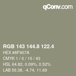 カラーコード: RGB 143 144.8 122.4 | qconv.com