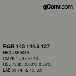 カラーコード: RGB 143 144.8 137 | qconv.com