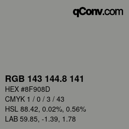 Color code: RGB 143 144.8 141 | qconv.com
