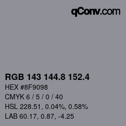 カラーコード: RGB 143 144.8 152.4 | qconv.com