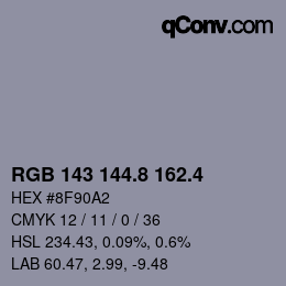 カラーコード: RGB 143 144.8 162.4 | qconv.com