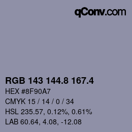 カラーコード: RGB 143 144.8 167.4 | qconv.com
