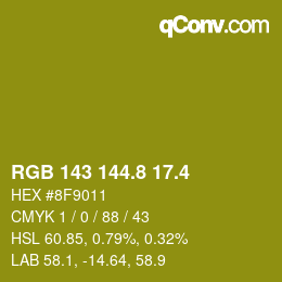 カラーコード: RGB 143 144.8 17.4 | qconv.com