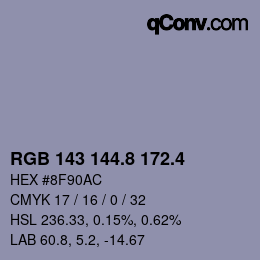 カラーコード: RGB 143 144.8 172.4 | qconv.com