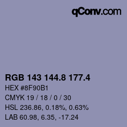 カラーコード: RGB 143 144.8 177.4 | qconv.com