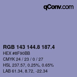 カラーコード: RGB 143 144.8 187.4 | qconv.com