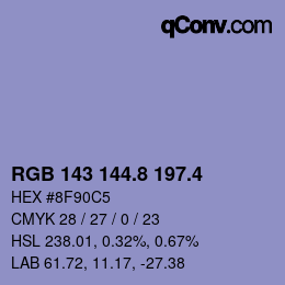 カラーコード: RGB 143 144.8 197.4 | qconv.com