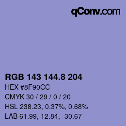 カラーコード: RGB 143 144.8 204 | qconv.com