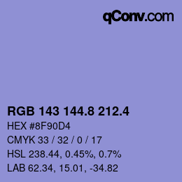 カラーコード: RGB 143 144.8 212.4 | qconv.com